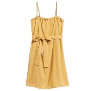 NWT Banana Republic Resort Linen Dress Yellow M Casual Minimalist Beach Coastal